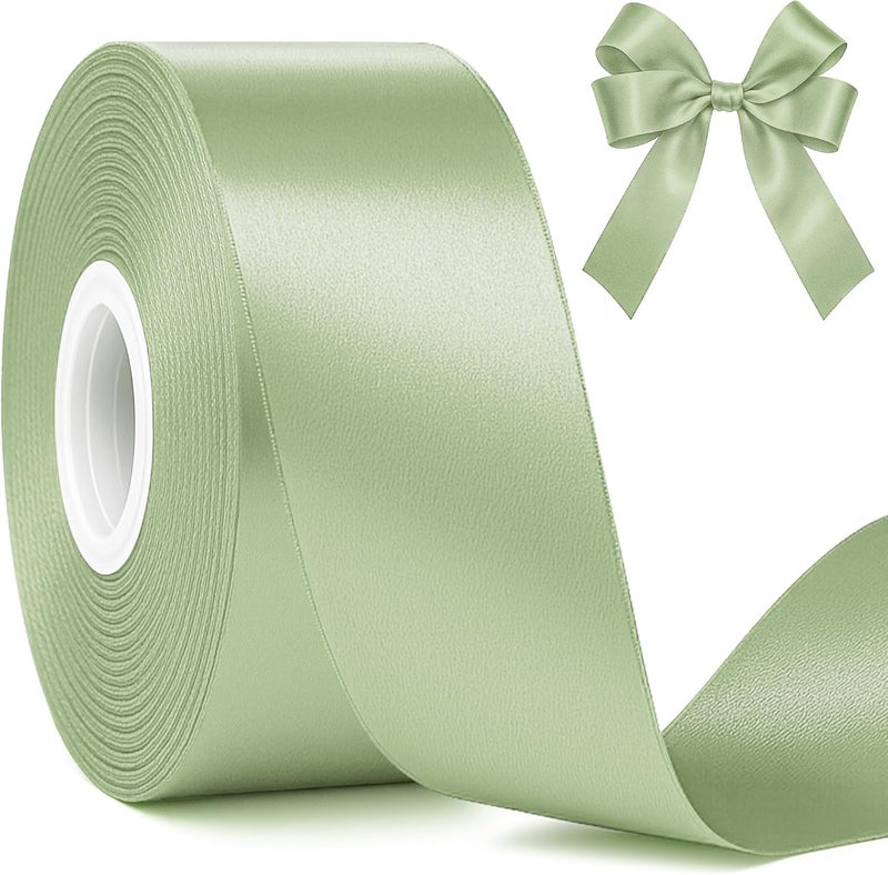 Fullive 1 1/2 Inch Sage Green Ribbon, 30 Yards Ribbon for Gift Wrapping, Polyester Ribbons for Flower Bouquet for Wedding Birthday Christmas Decorations DIY Bows Wrapping Bouquet Floral Arrangements - Image 1